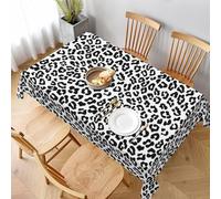 Buewutiry Tovaglia rettangolare - bianco nero leopardato, alla moda, quadrata, tovaglia primaverile per picnic, sala da pranzo, feste, matrimoni e campeggio, 152 x 228 cm