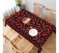Buewutiry - Tovaglia rettangolare con motivo peperoncino, colore rosso, quadrata, nera, per picnic, sala da pranzo, feste, matrimoni, campeggio, 60 x 90 pollici