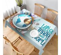 Buewutiry - Tovaglia rettangolare per tavolo "Let's go Travel Around the World", per picnic, sala da pranzo, feste, matrimoni, campeggio, 60 x 90 pollici