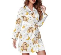 Buewutiry Vestaglia corta da donna a maniche lunghe, bella vestaglia da bagno con cintura, camicia da notte e biancheria da notte, Stile 20, S