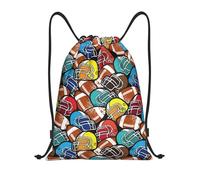 Buewutiry Zaino con coulisse - American Football piccolo con coulisse per palestra, sport, borsa in corda, Nero , S