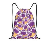 Buewutiry Zaino con coulisse - carino viola football americano piccolo coulisse palestra sport cinch stringa zaino, Nero, S