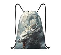 Buewutiry Zaino con coulisse - Cloud White Dragon piccolo con coulisse per palestra sport Cinch String Bag Zaino, Nero , M