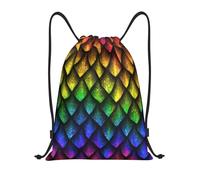 Buewutiry Zaino con coulisse - Dragon Scales - Zaino piccolo con coulisse per palestra e sport, Nero , M