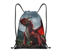 Buewutiry Zaino con coulisse - Majestic Red Dragon Small coulisse palestra sport cinch borsa zaino, nero, Small