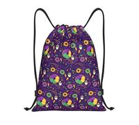 Buewutiry - Zaino con coulisse Mardi Gras and Donuts - Zaino piccolo con coulisse per palestra e sport, Nero, S