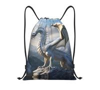 Buewutiry Zaino con coulisse - Mountain White Dragon Small coulisse palestra sport cinch String Bag zaino, nero, Medium