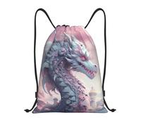 Buewutiry Zaino con coulisse - Pink Sky Dragon Piccolo coulisse palestra sport cinch String Bag zaino, nero, Small