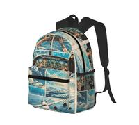 Buewutiry Zaino da viaggio per laptop per uomini e donne, zaino da spiaggia con illustrazione di cabina aereo, zaino leggero con scomparto per laptop, zaino da viaggio con cinghie