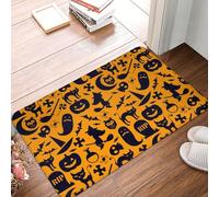 Buewutiry Zerbino anteriore per Halloween per interni ed esterni, decorazione per Halloween, 40,6 x 61 cm, per Halloween, gatto, gufi, strega, Halloween, adatto sotto la porta, tappetino da bagno per