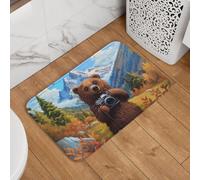 Buewutiry Zerbino per porta d'ingresso, per interni ed esterni, 40,6 x 61 cm, lavabile, sottile, con montagna innevata, motivo: orso, adatto sotto la porta, tappeto da bagno per bagno, cucina e