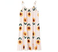 BuFanRenm Camicia da Notte da Donna,Camicia da Notte Estiva Camicia da Notte in Cotone Lavorato a Maglia con Stampa Floreale Abito Intimo Taglie Forti
