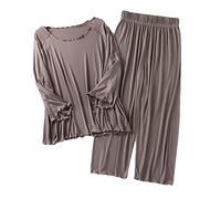 BuFanRenm Pigiama,Pigiama Set Pigiama a Maniche Lunghe per Donna, Pigiami Taglie Forti Pigiami Morbidi XXXL 07