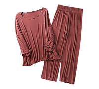 BuFanRenm Pigiama,Pigiama Set Pigiama a Maniche Lunghe per Donna, Pigiami Taglie Forti Pigiami Morbidi XL 02
