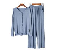 BuFanRenm Pigiama,Set Pigiama in Morbido Cotone per Donna, Pigiameria da Donna a Maniche Lunghe in Due Pezzi Lounge Wear Pjs Home Wear Pigiama Abbottonato