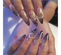 Bufenia 24Pcs Halloween Ballerina Premere Sulle Unghie Lunga Lunghezza Bara Unghie Finte Stiletto Acrilico per Donne e Ragazze (D)