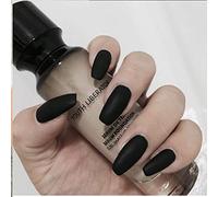 Bufenia Ballerina opaca glassata unghie finte a forma di bara su unghie, unghie finte in acrilico di media lunghezza per donne e ragazze, 24 pezzi (nero)