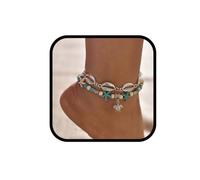 Bufenia Boho Seashell Braccialetti alla caviglia per le donne Cavigliera a strati con stelle marine Set con ciondolo a forma di tartaruga con perline Catena alla caviglia Summer Beach Catene ai piedi