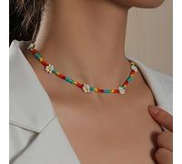 Bufenia Collana girocollo con perline di semi Boho Collane con clavicola con perline di fiori colorati Accessori per gioielli Regolabili per donne e ragazze