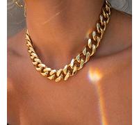 Bufenia Collana girocollo punk Catena a maglia cubana in oro Collane spesse Gioielli con dichiarazione regolabile per donne e ragazze