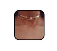 Bufenia Girocollo a catena a lisca di pesce a strati Collane a girocollo punk con catena a clavicola semplice per donne e ragazze (Oro)