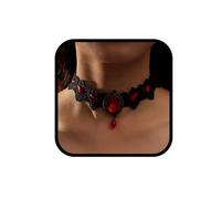 Bufenia Girocollo in pizzo nero gotico Collare girocollo di Halloween Collana girocollo con strass sexy per gioielli da donna regolabile (A)