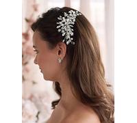 Bufenia Pettine per capelli in cristallo Accessori per capelli da sposa Argento per testa da sposa