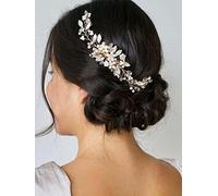 Bufenia Pettini per capelli laterali da sposa Accessori per gioielli per capelli da sposa con strass per la testa in oro perla per le donne
