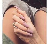 Bufenia Unghie finte a forma di ballerina satinata, opaca, per unghie finte di colore puro, per donne e ragazze, 24 pezzi (tonalità della pelle chiara)