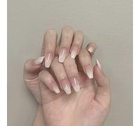 Bufenia Unghie finte lucide a forma di ballerina sulle unghie, unghie finte, per donne e ragazze, 24 pezzi (punte francesi B)