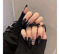 Bufenia Unghie finte ovali per donne e ragazze (serpente e fiamma)