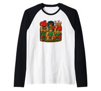 Buff Elves Lifting Presents Renna Scena di Natale Maglia con Maniche Raglan