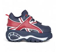 Buffalo 1339-14 Donna Blu Rosso Similpelle Grosso Plateau Scarpe da Ginnastica