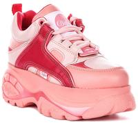 Buffalo 8439-14 Rev Platform Scarpa Allacciata Da Donna Trainer In Rose EU 36-42