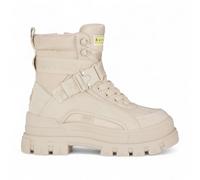 Buffalo Aspha Com1 con Lacci Donna Beige Plateau Doppio Caviglia Alta Anfibi