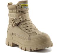 BUFFALO Aspha Com1 con Lacci per Vegani Caviglia Donna Stivali IN Beige UK 3 - 7