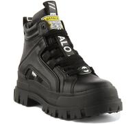 BUFFALO Aspha Nc Medio con Lacci per Vegani Plateau Donna Stivali Neri Misura UK