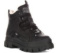 Buffalo Aspha Nc Medio per Vegani Memfoam Suola Plateau Donna Stivali Neri UK 3