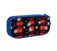 Buffalo - Astuccio a quadri con fiocco di neve, per ragazzi e ragazze, vintage, grande, per penne, cancelleria da scrivania, astuccio per matite per scuola e ufficio con cerniera, rosa, 21x5x10.5cm