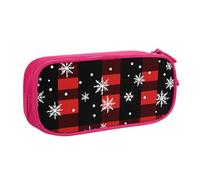 Buffalo - Astuccio a quadri con fiocco di neve, per ragazzi e ragazze, vintage, grande, per penne, cancelleria da scrivania, astuccio per matite per scuola e ufficio con cerniera, Blu, 21x5x10.5cm