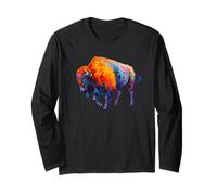 Buffalo Bison American Western Colorful Wild Life Gift Maglia a Manica