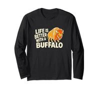Buffalo Bisonte Amante Prairie Fauna Selvatica Umorismo Maglia a Manica