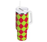 Buffalo - Borraccia sottovuoto con coperchio a prova di perdite e cannuccia, grande, riutilizzabile, da campeggio, per casa, ufficio o auto, 1,18 l, colore: Rosso/Giallo/Verde