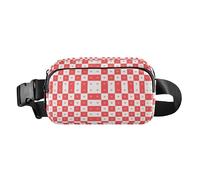 Buffalo - Borsa a tracolla con motivo scozzese, colore rosso, alla moda, per donne e uomini, multiuso, con cinghia regolabile, per ciclismo, escursionismo, palestra, Buffalo Plaid Check Love Red, 1