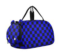 Buffalo, borsa da palestra con motivo scozzese nero e blu, piccola borsa da palestra con scomparto per scarpe, leggera, borsa da viaggio per il fine settimana, per viaggi, nuoto, danza, danza, Buffalo
