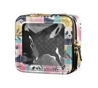 Buffalo - Borsa per trucchi a quadri blu e nero, impermeabile, piccola, per articoli da toeletta con cerniera, organizer per cosmetici per donne e ragazze, Baby Panda Bear Face, 1 Size