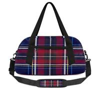 Buffalo - Borsone da viaggio per bambini con motivo scozzese, per ragazze e ragazzi, a quadri blu e rossi, leggero, borsa da palestra per bambini, piccola borsa da viaggio o da ballo, Plaid di