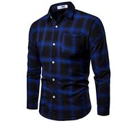 Buffalo - Camicie a quadri da uomo in flanella a quadri, vestibilità aderente, elasticizzata, a maniche lunghe, classica, elegante, casual, per lavoro, ufficio, lavoro, top, cotone, tartan, boscaiolo,