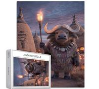 Buffalo che indossa un mantello totem da 1000 pezzi puzzle per adulti Halloween misterioso arte puzzle colorato fai da te puzzle per la decorazione della casa regali puzzle famiglia perfetto per