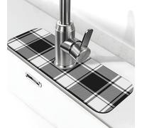 Buffalo Check Plaid Bianco Nero Stampa Rubinetto Tappetino per Lavello da Cucina, Rubinetti Mat Splash Guard Assorbente Asciugatura Rapida, Tappetini per Lavello da Cucina per Intorno allo Scolo Del